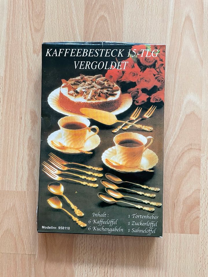 Besteck Kaffeebesteck 15 teilig vergoldet in Leimen