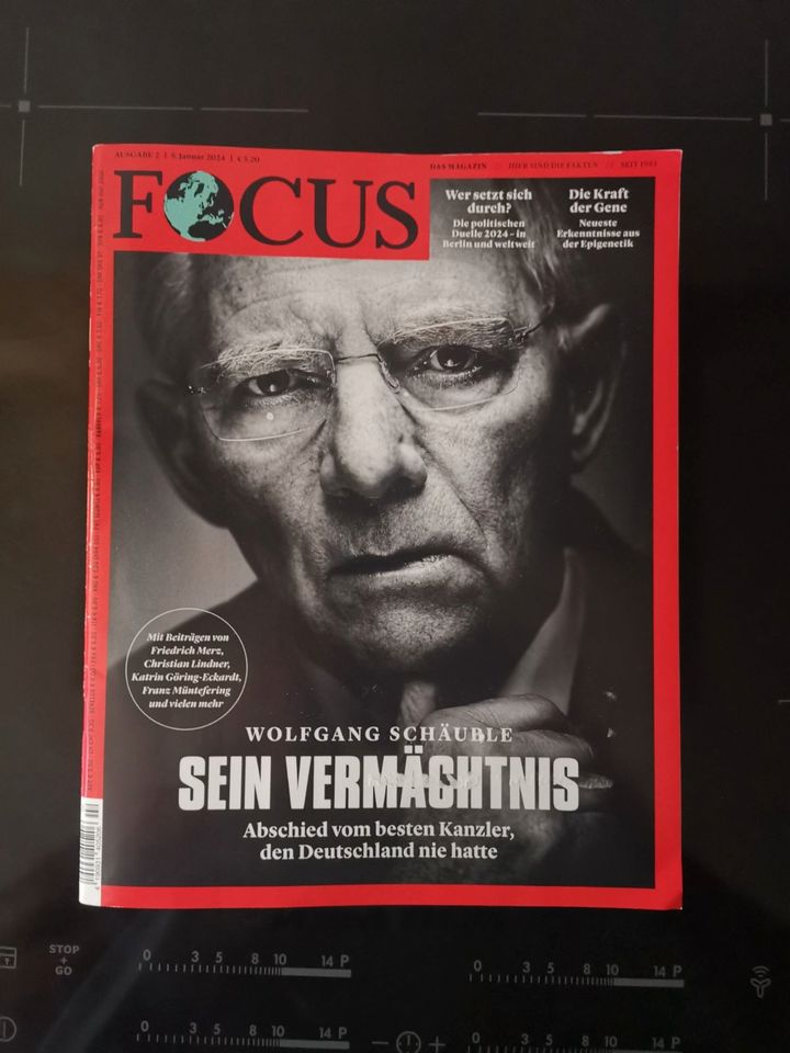 Zeitschrift Focus Heft 2 vom 5. Januar 2024, Wolfgang Schäuble in Altenholz