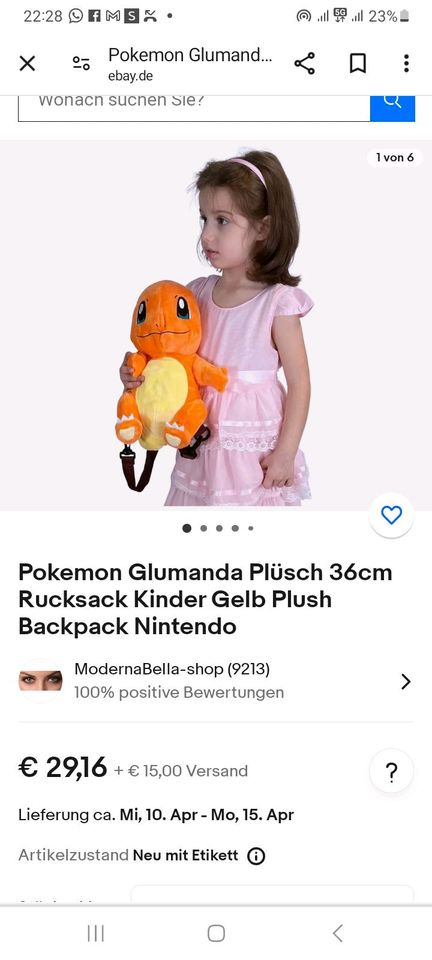 Pokemon glumanda rucksack in Wuppertal