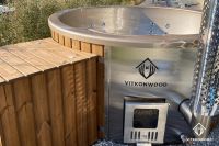 Premium VITKONWOOD Hot Tub aus Thermoholz | Acrylwanneneinsatz Farbe Goldrausch | Inkl. GRATIS Lieferung | Badefass | Badezuber | Hottub | Badebottich | Badetonne | Whirlpool mit Holzofen | Hot Tube Niedersachsen - Diekholzen Vorschau