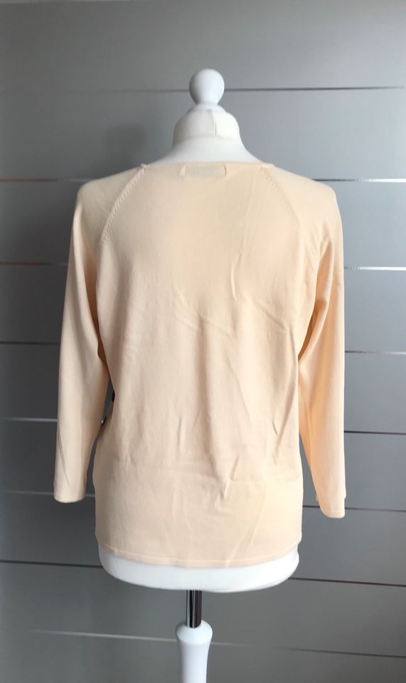 Feinstrick-Pullover in beige/olivengrün mit Pailletten, Gr. L in Schöllkrippen