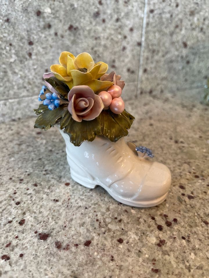 Vintage alt Porzellan Schuh Vaga Rotterdam Blumen 3D in Marl