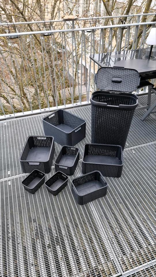 Curver 8-teilig, Rattan-Optik, Aufbewahrungsboxen +Wäschebox in Würzburg