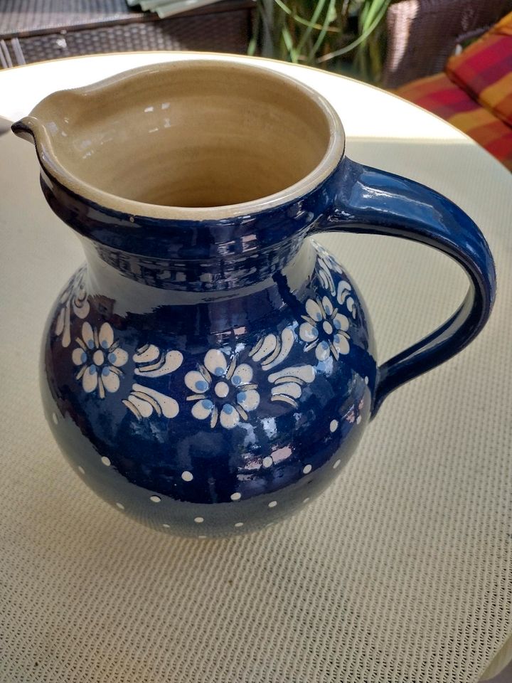 Keramikvase/-krug blau/weiß gemustert 28cm hoch in Weimar