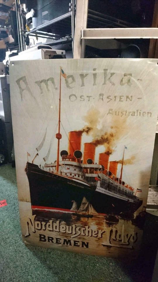 Metall-Schild: AMERIKA-OST-ASIEN-AUSTRALIEN, Norddeutsche Lloyd.. in Berlin