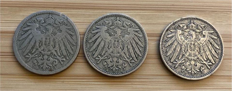 3x 10 PFENNIG DEUTSCHES REICH 1898 1901 1912 in Weinstadt