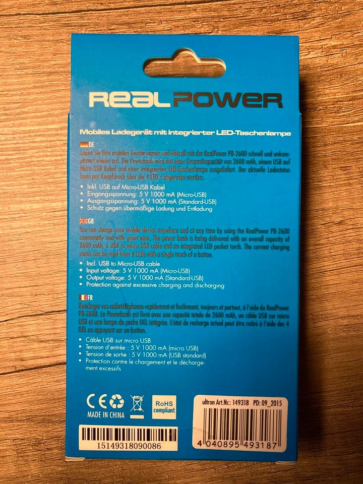 RealPower PB-2600 Powerbank 2600mAh NEU OVP in Stuttgart