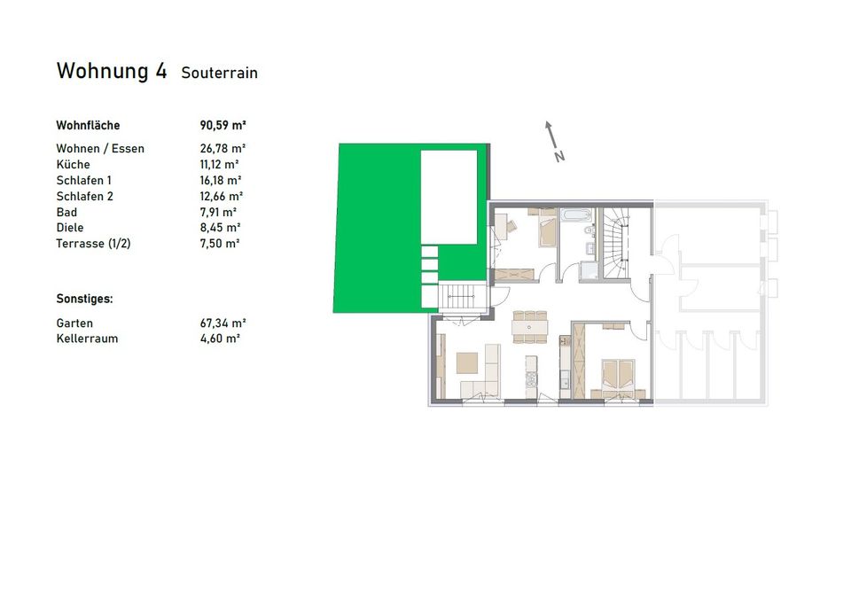 KfW förderfähig: 270.000 € ab 0,01% eff. p.a.! Außergewöhnlich helle 3-Zi-Souterrain Wohnung mit tollem Gartenanteil in Ehrenkirchen in Ehrenkirchen