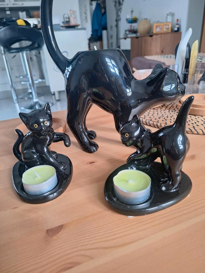 PartyLite Katze Kitty , Katzenfamilie, Teelichthalter in Datteln