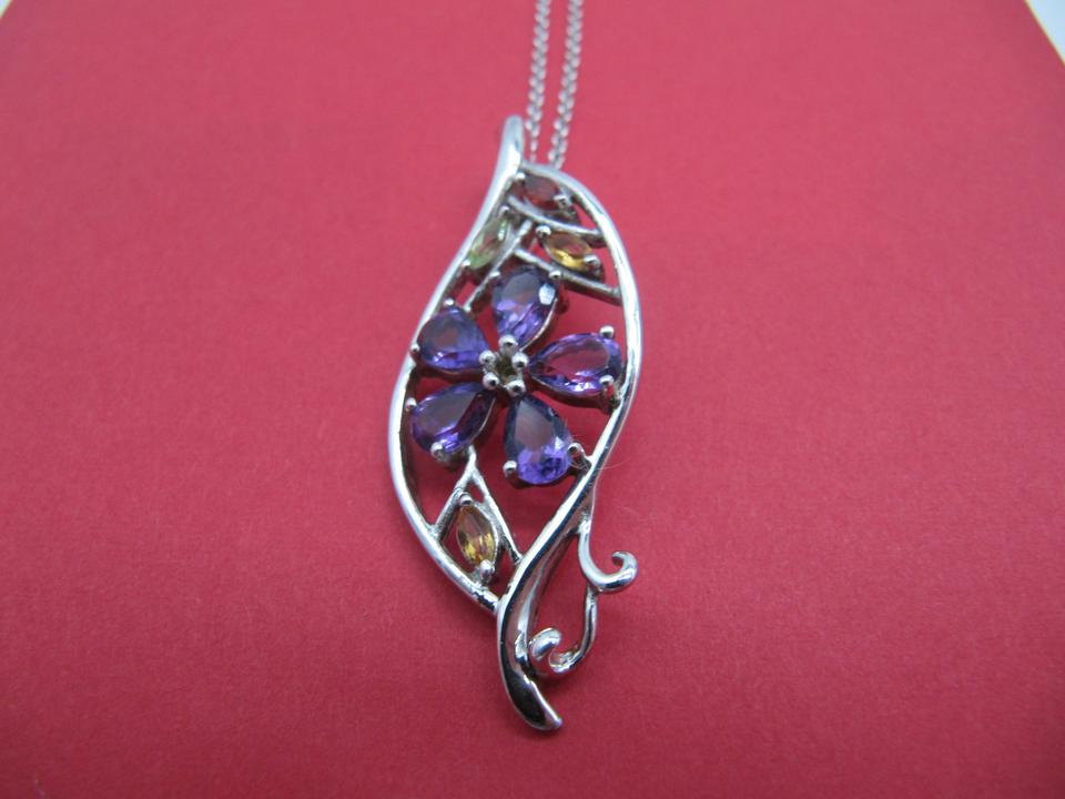925 Silber Kette + gr. Anhänger mit Citrin Peridot Amethyst ... in Eystrup