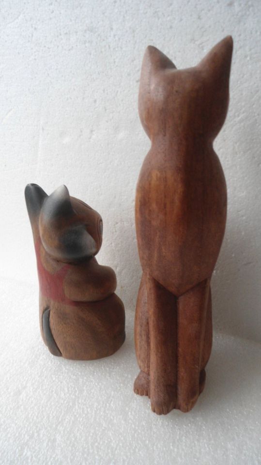 2 Katzen aus Holz Handarbeit - Deko Gr. 16 cm und 25cm. in Holzwickede