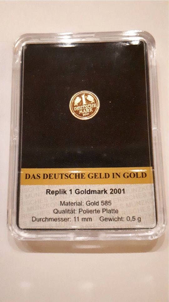 Das Deutsche Geld in Gold (2016), - Replik 1 Goldmark 2001, (PP), in Mönchengladbach