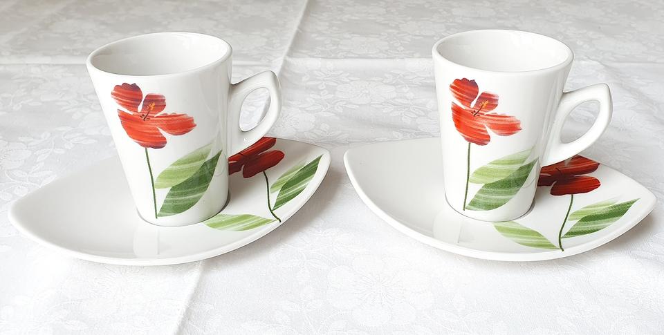 2 St. Mokkatassen/Espressotassen, Schloß Amalienburg, Mohnblume in Bautzen