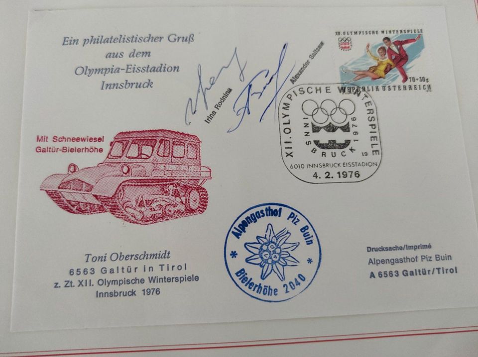 Briefmarken 1976 Winterspiele Innsbruck mit Autogramm Olympia in München