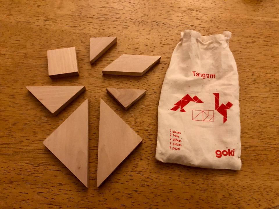 Spiel goki Tangram, Kreuz, T in Holzbehälter in München