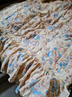 DDR Bettüberwurf Tagesdecke Retro Blumen  beige blau Steppdecke Sachsen-Anhalt - Halberstadt Vorschau