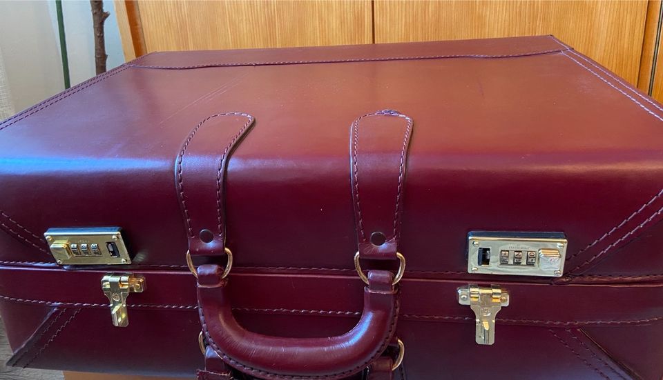 Hochwertiger italienischer Vintage Leder Reisekoffer von Presto in Oberhausen