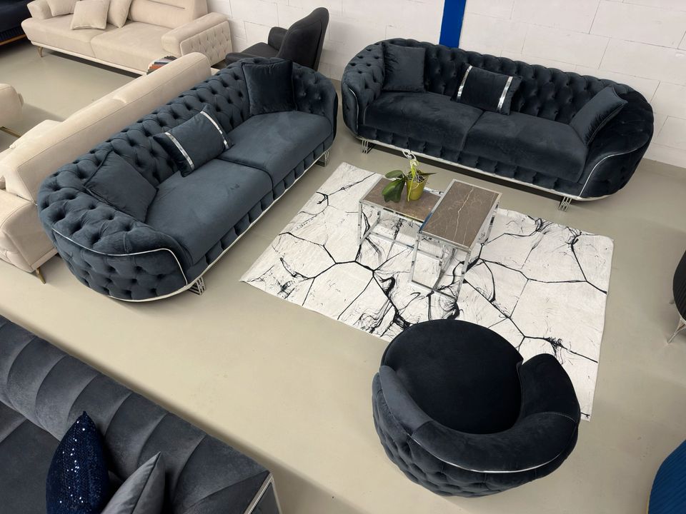 Platzmangel Angebote bis Ende Mai 24 (Gloria 3+3+1 Chesterfield Set ) Couch - Sessel Chester Sofa Gästezimmer Wohnlandschaft Polstersofa Wohnzimmer QMLager in Ursensollen