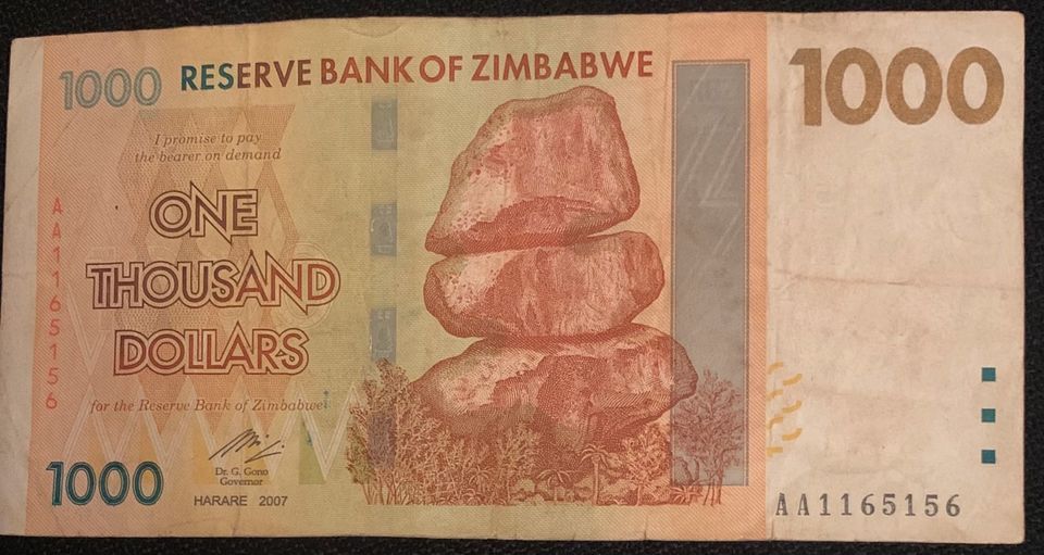 Verschiedene Banknoten aus China und Simbabwe in Dillenburg
