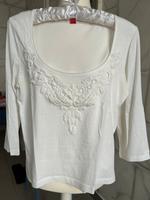 s. Oliver T-Shirt Longsleeve weiß Spitze Stickerei Gr. M Hessen - Biebertal Vorschau