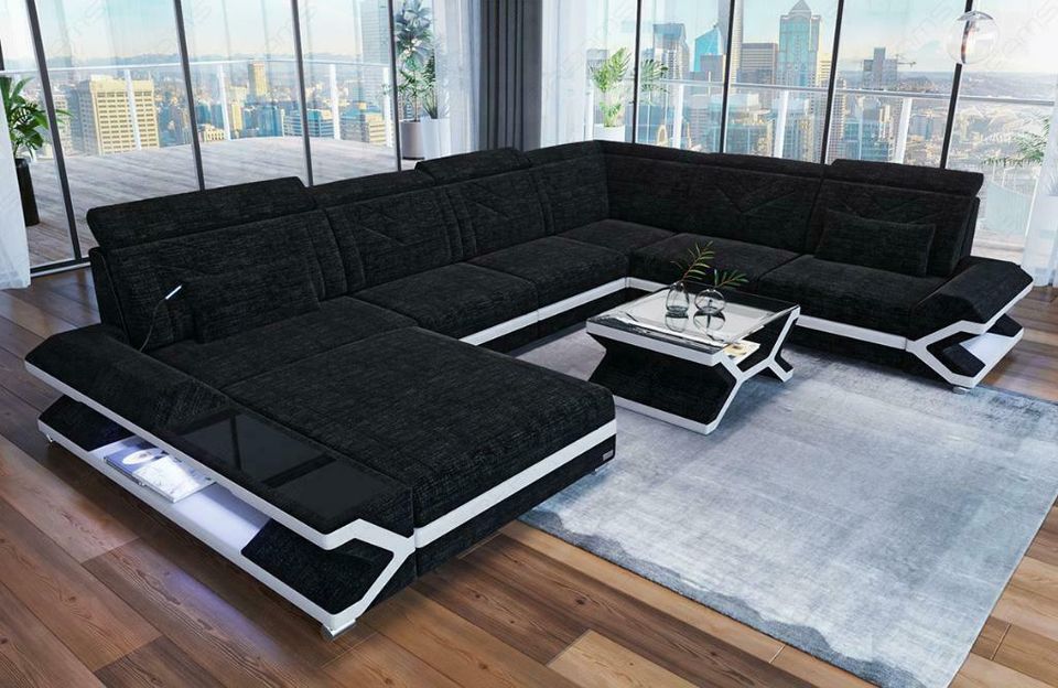 Sofa Wohnlandschaft Polster Couch NAPOLI XXL Luxus Strukturstoff in Berlin