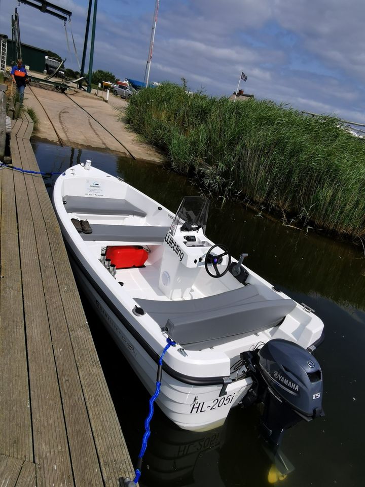 Wittling 15PS Führerscheinfrei Mietboot Weekend Angeln & Ausflug in Lütjenburg