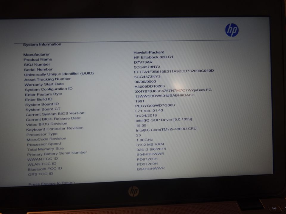 HP EliteBook 820 G1 12,5"  i5-4300U 1,90GHz 8GB RAM 128GB SSD in Völklingen