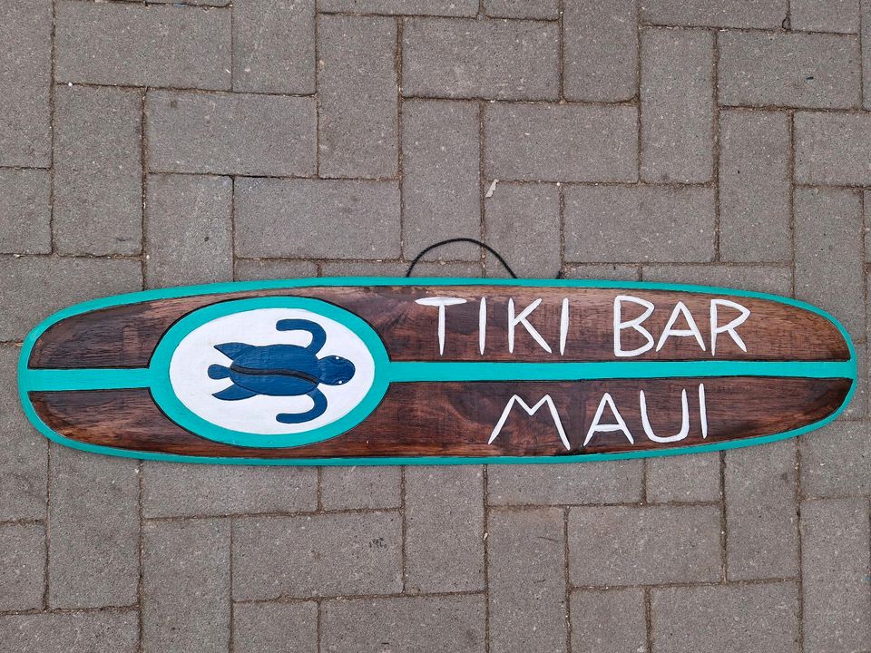 Surfboard Holzschild Tiki Bar Maui Schildkröte türkis Deko 100cm in Voerde (Niederrhein)