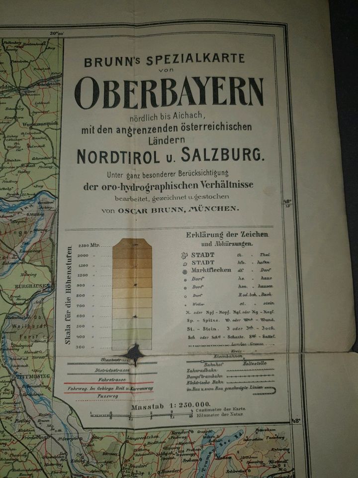 Brunn's Spezialkarte Oberbayern mit Nordtirol und Sazburg um 1938 in Rosenbach