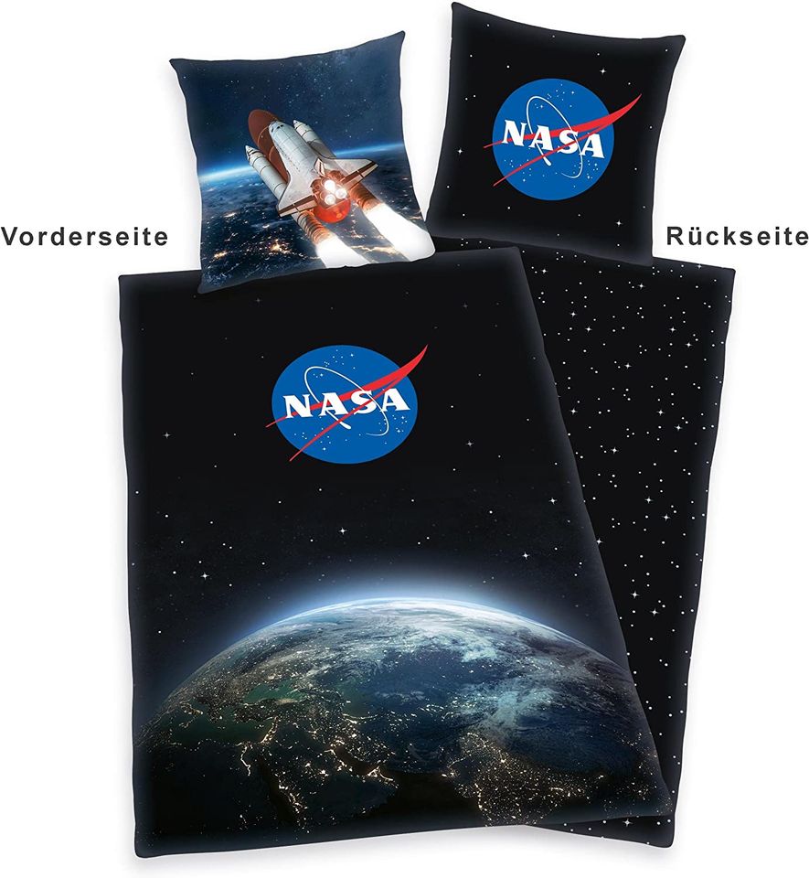 NASA Wende Bettwäsche Set 2tlg 135 x 200 cm 80 x 80 cm in Emmerich am Rhein