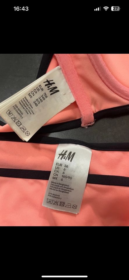 Bikini coral schwarz H&M Größe S 36 75B in Gevelsberg