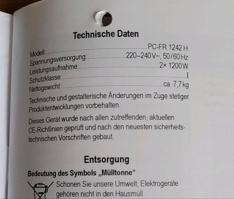 Heißluftfritteuse Doppelt Proficook PC-FR 1242 H, 2400 W in Stein
