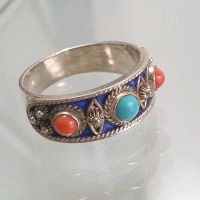 Vintage Emaille Türkis Karneol Ring ( Silver ) China 1966 Nordrhein-Westfalen - Recklinghausen Vorschau