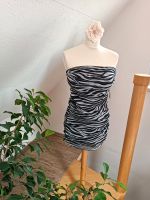 Bandeau gerafftes Kleid trägerlos animal print schwarz weiß - Neu Bayern - Lichtenau Mittelfr Vorschau