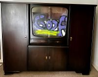 Kleiderschrank Vintage mit Glaselement Graffitti Düsseldorf - Angermund Vorschau