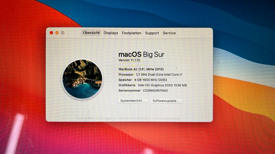 Macbook Air 13" (Mitte 2013) 1,7GHz i7, 8GB RAM, 256 GB in Freising