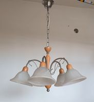 Decken Lampe 5-flammig Edelstahl/Glas/Echtholz Bergedorf - Kirchwerder Vorschau