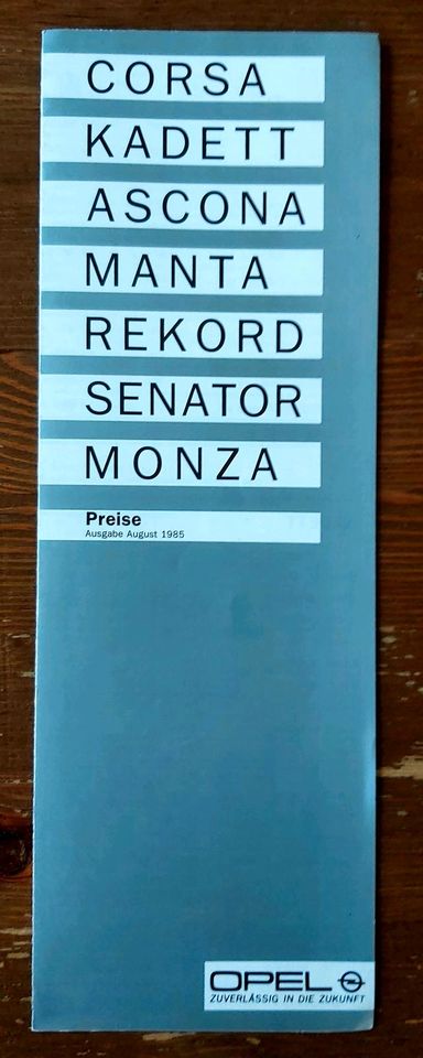 Preisliste no Prospekt Opel 1985 Corsa A Manta B Kadett Rekord E in Hannover