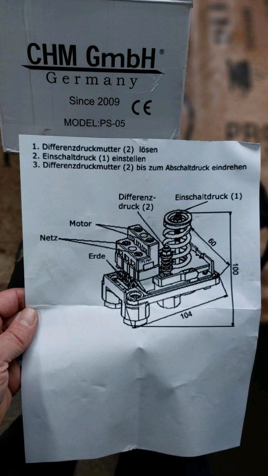 Druckwächter/ Druckschalter 5 Bar für Hauswasserwerk 230V *Neu* in Selfkant