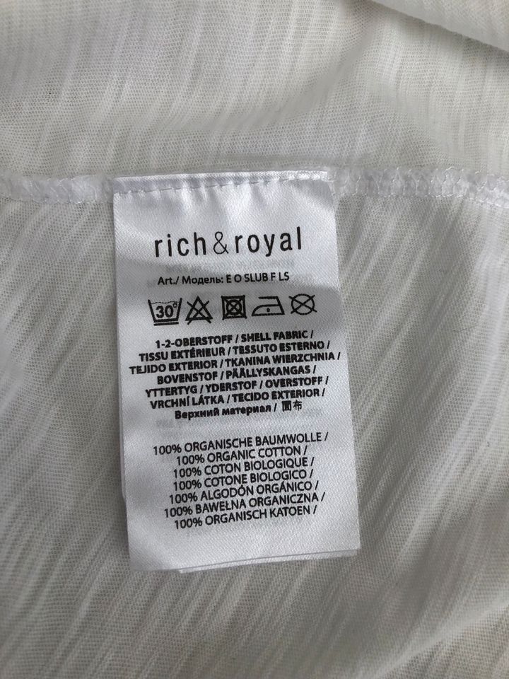 rich & royal Langarm Shirt Longsleeve, Bio-Baumwolle, weiß, Gr. L in Velbert