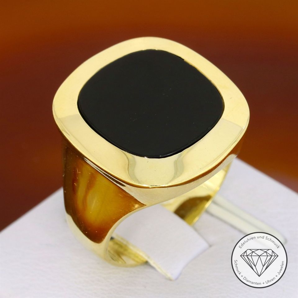 M*186992 Wert 1.850,- Onyx Siegel Ring 585 / 14 Karat Gold XXYY in Essen