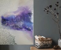 Acrylbild 70x50 Mandala silber violett lila blau Unikat Gemälde Baden-Württemberg - Aulendorf Vorschau