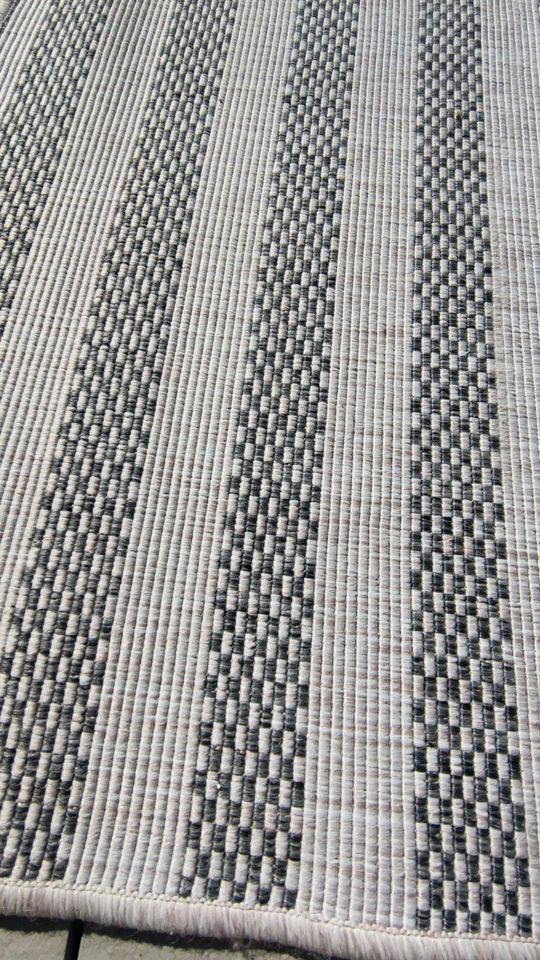 Großer Outdoor-Teppich Teppich beige grau gestreift 200x275 in Freigericht
