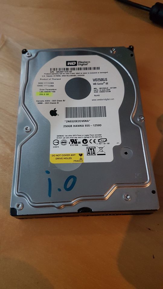 WD Western Digital 3,5" 250GB Festplatte HDD SATA in Karlstein