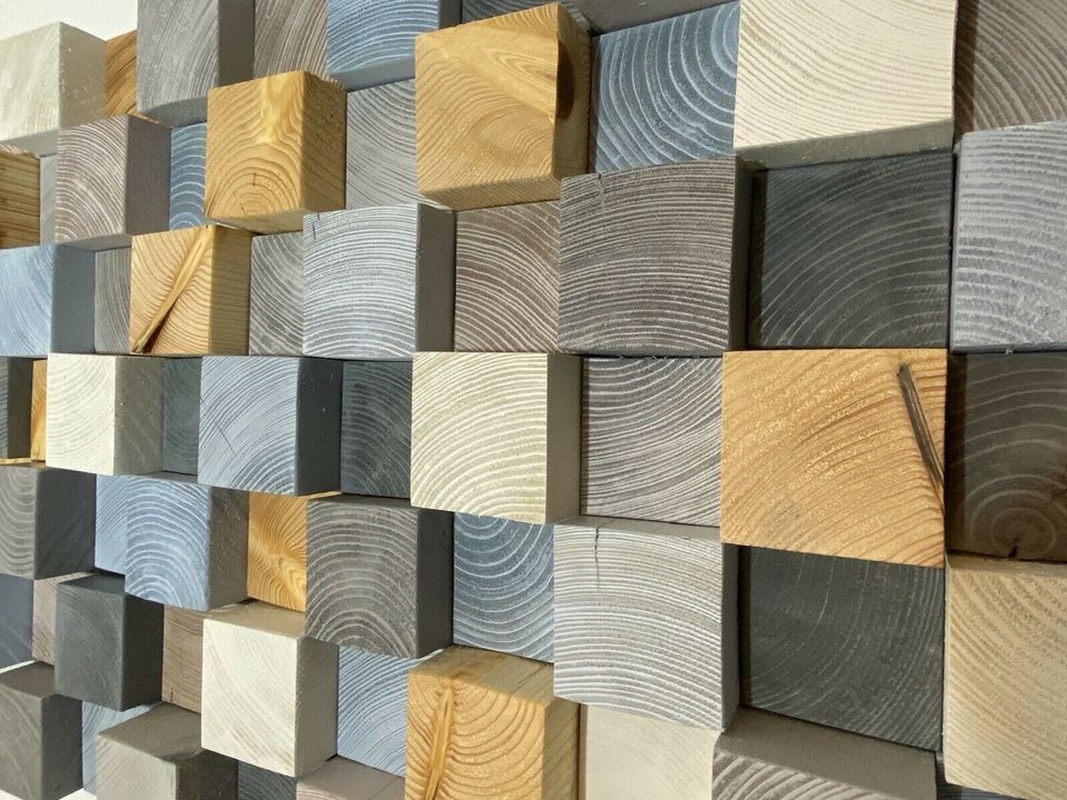 3D Mosaik Kunst Wandbild Massiv Holz Bild Wand Holzbild in Bad Bramstedt