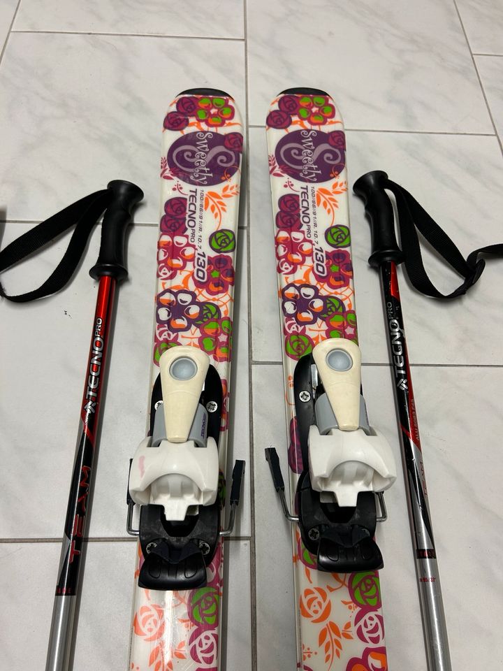 Ski von Tecno Pro für Mädchen 130 cm und Stöcke 95 cm in Weinheim