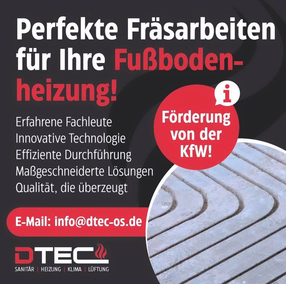 Fußbodenheizung Fräsen DTec GmbH in Osnabrück