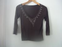 Stretch Pullover dünn Shirt tiefer V Ausschnitt Strass braun Gr S Nordrhein-Westfalen - Bad Münstereifel Vorschau