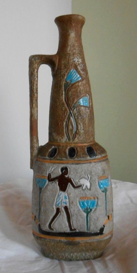 Cucchi Vase, Ägyptisches Dekor, Mid Century, Boho in Markranstädt