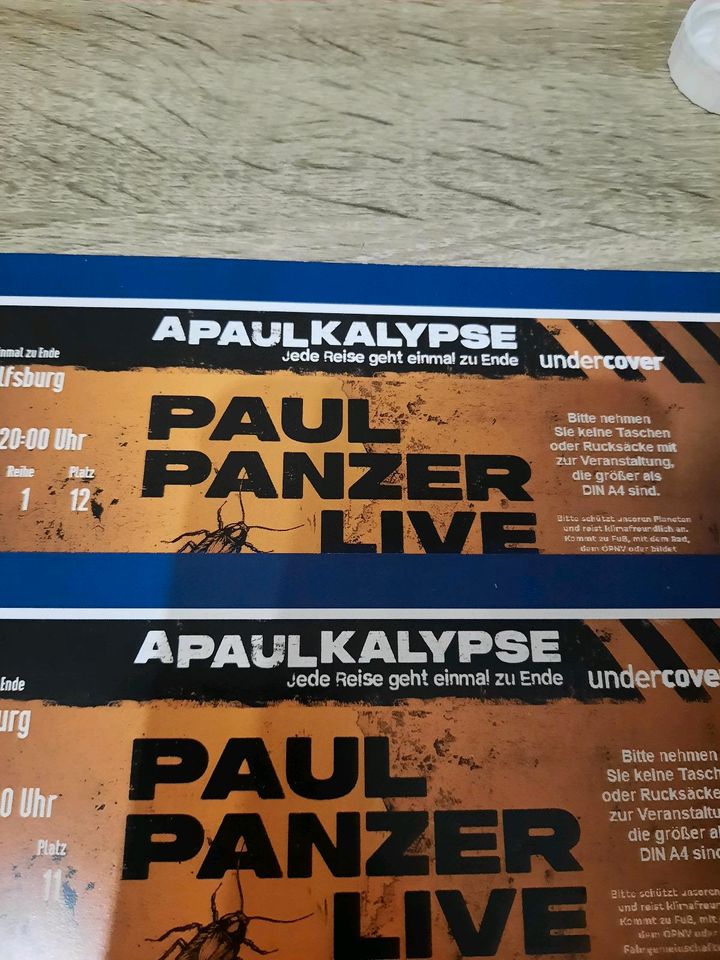 2× PAUL PANZER TICKETS FÜR WOLFSBURG AM FREITAG 4 APRIL 2025 in Voerde (Niederrhein)